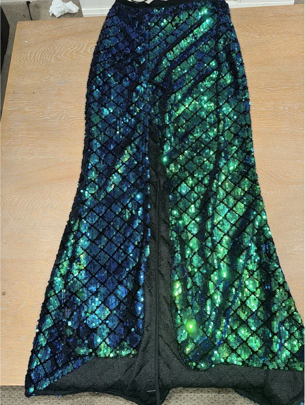 Rise of Dawn Blue and Green Sequin Maxi Skirt SIZE SMALL Mermaid